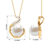 Freshwater Pearl Solitaire Pendant with Diamond