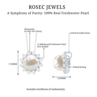 Freshwater Pearl and Moissanite Flower Chain Necklace
