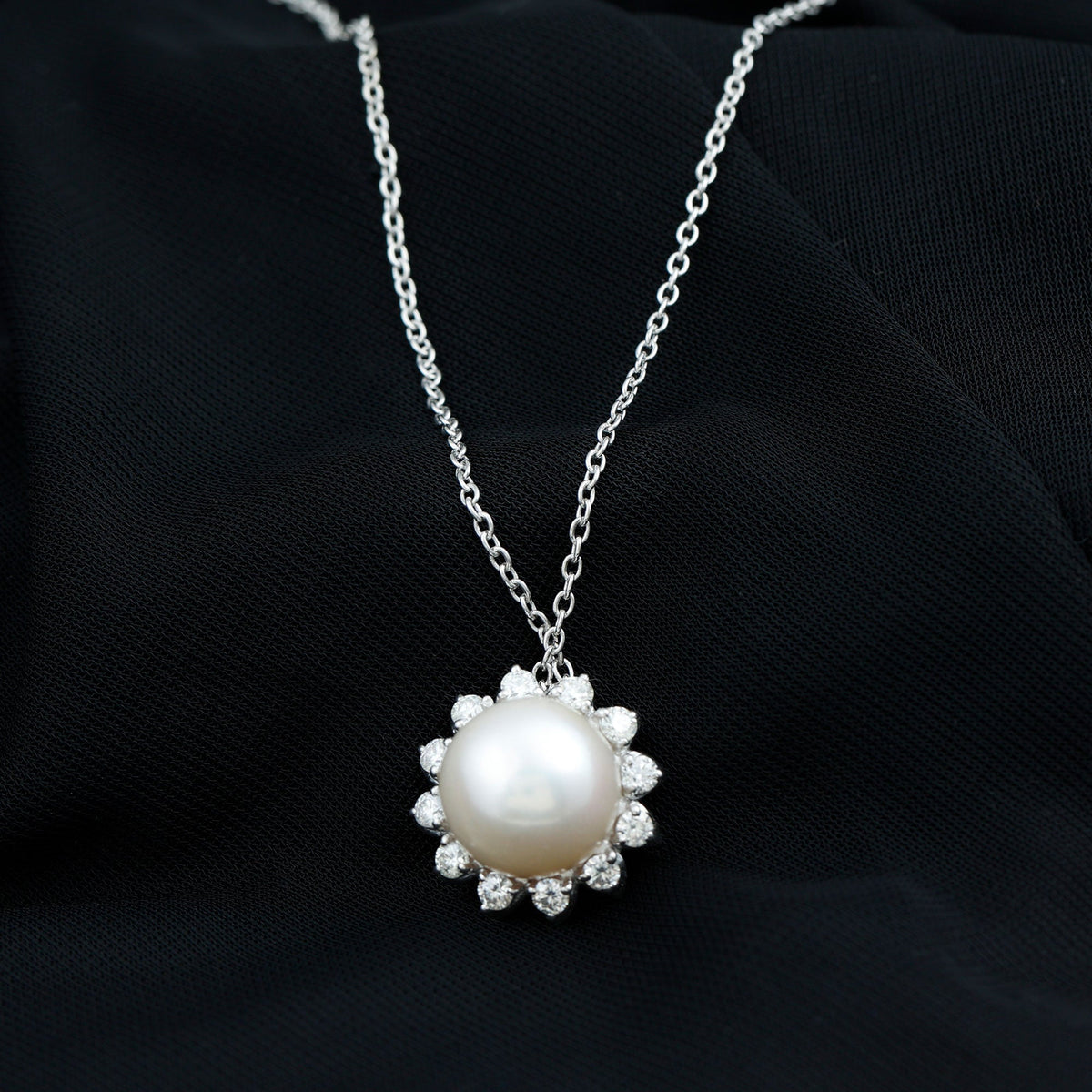 Natural 11 Carat Freshwater Pearl Flower Necklace in Silver