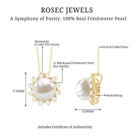 Freshwater Pearl and Moissanite Flower Chain Necklace