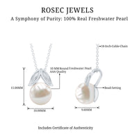 Freshwater Pearl Solitaire Pendant with Leaf