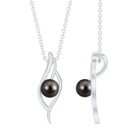 8 Carat Solitaire Black Pearl Leaf Pendant Necklace
