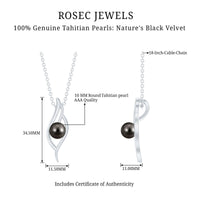 8 Carat Solitaire Black Pearl Leaf Pendant Necklace