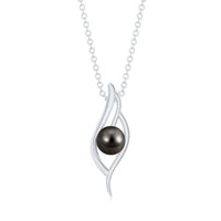 8 Carat Solitaire Black Pearl Leaf Pendant Necklace