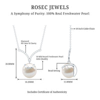 Real Freshwater Pearl Drop Necklace with Diamond