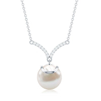 Real Freshwater Pearl Drop Necklace with Diamond