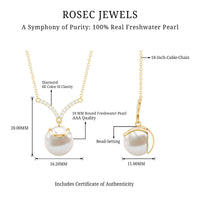 Real Freshwater Pearl Drop Necklace with Diamond