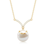 Real Freshwater Pearl Drop Necklace with Diamond