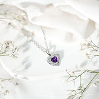 0.9 Carat Amethyst Heart Pendant Necklace with Diamond