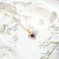 0.9 Carat Amethyst Heart Pendant Necklace with Diamond