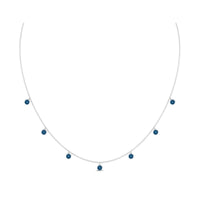 Real London Blue Topaz Station Necklace in Bezel Setting