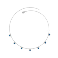 Real London Blue Topaz Station Necklace in Bezel Setting