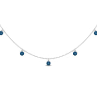 Real London Blue Topaz Station Necklace in Bezel Setting