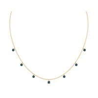 Real London Blue Topaz Station Necklace in Bezel Setting