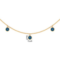 Real London Blue Topaz Station Necklace in Bezel Setting