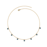 Real London Blue Topaz Station Necklace in Bezel Setting