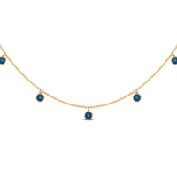 Real London Blue Topaz Station Necklace in Bezel Setting