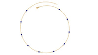 Pear Cut Created Blue Sapphire and Diamond Station Chain Necklace
