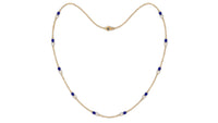 Pear Cut Created Blue Sapphire and Diamond Station Chain Necklace