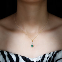 Natural 0.7 Carat Emerald Infinity Pendant Necklace with Diamond