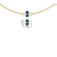 London Blue Topaz Station Chain Necklace with Moissanite