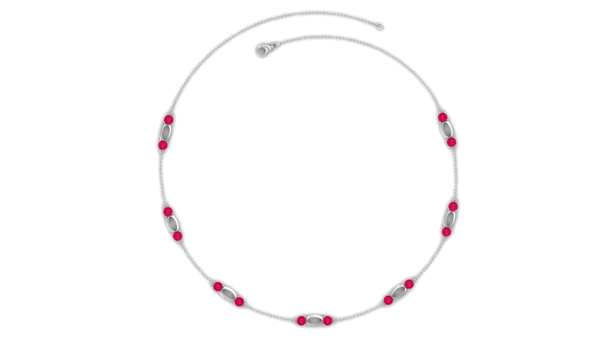 4.7 Carat Lab Created Ruby Contemporary Station Chain Necklace