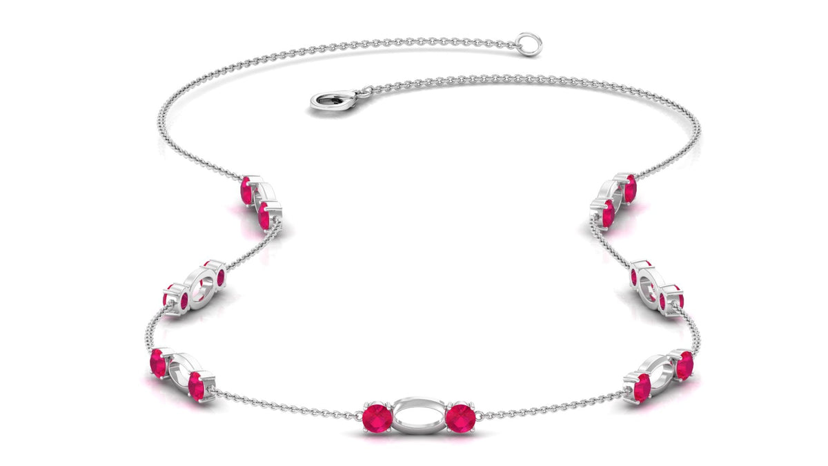 4.7 Carat Lab Created Ruby Contemporary Station Chain Necklace