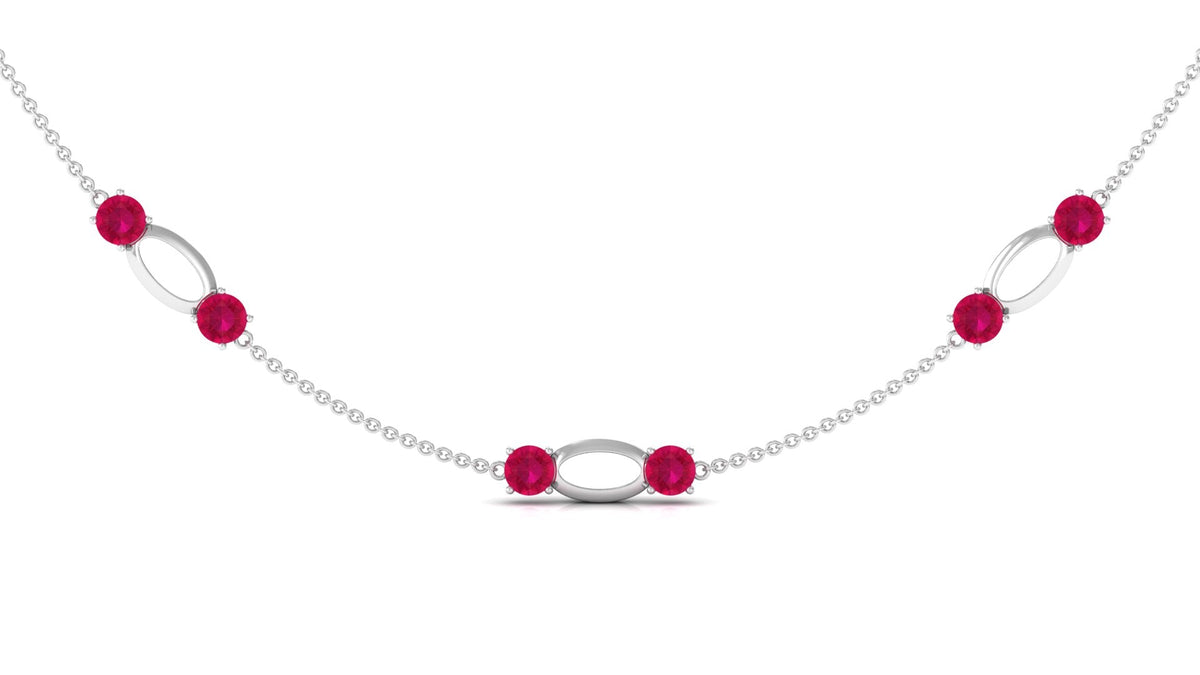 4.7 Carat Lab Created Ruby Contemporary Station Chain Necklace