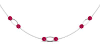 4.7 Carat Lab Created Ruby Contemporary Station Chain Necklace