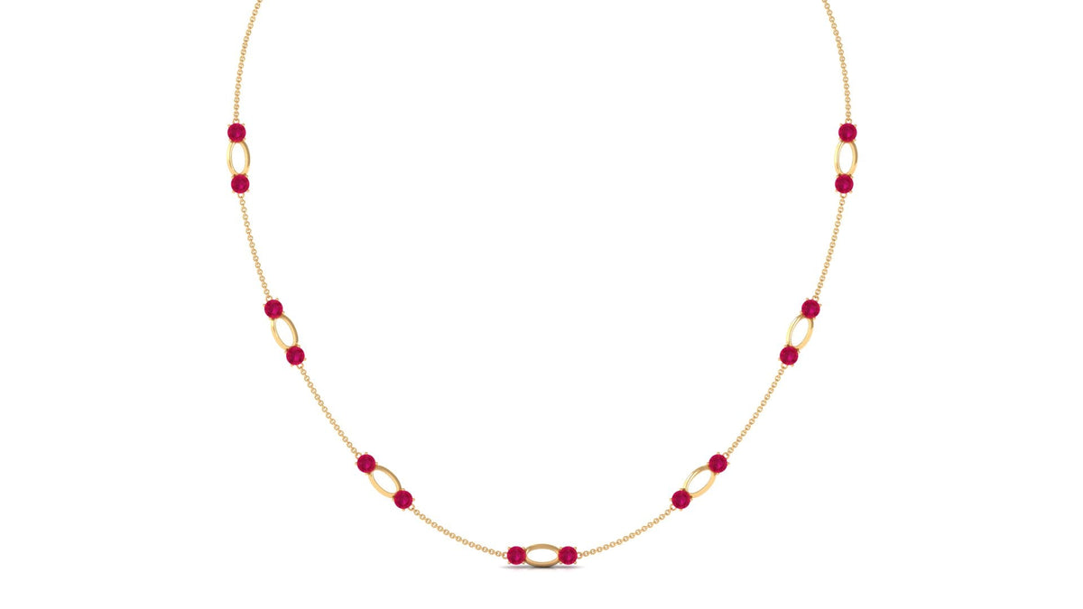 4.7 Carat Lab Created Ruby Contemporary Station Chain Necklace