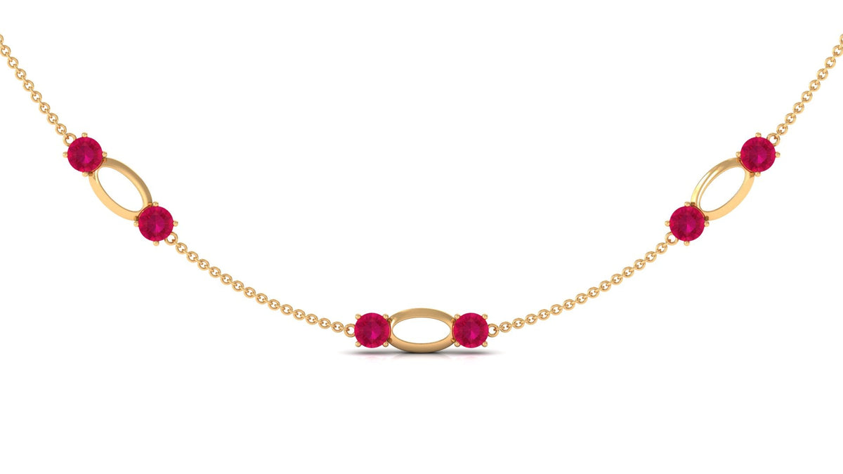 4.7 Carat Lab Created Ruby Contemporary Station Chain Necklace