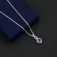 Certified 2 Carat Amethyst Infinity Heart Necklace with Silver Chain