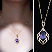 Lab Grown Blue Sapphire Designer Bridal Necklace with Diamond