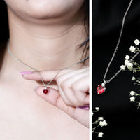 0.9 Carat Certified Lab Grown Ruby Heart Necklace with Diamond
