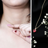 0.9 Carat Certified Lab Grown Ruby Heart Necklace with Diamond