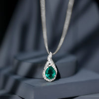 Lab Grown Emerald Vintage Inspired Necklace with Diamond
