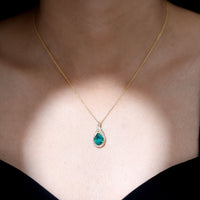 Lab Grown Emerald Vintage Inspired Necklace with Diamond