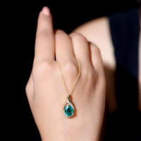Lab Grown Emerald Vintage Inspired Necklace with Diamond