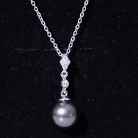 8 Carat Natural Tahitian Black Pearl Dangle Pendant with Diamond