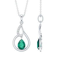 Certified 0.7 Carat Lab Grown Emerald Teardrop Necklace with Chain