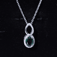 1.2 Carat Oval Lab Grown Emerald Infinity Necklace with Silver Chain