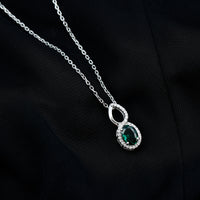1.2 Carat Oval Lab Grown Emerald Infinity Necklace with Silver Chain