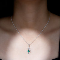 Vintage Inspired 0.7 Carat Lab Grown Emerald Pendant Necklace with Silver Chain