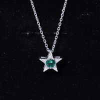Sterling Silver 0.8 Carat Lab Grown Emerald Star Necklace with Silver Chain