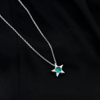 Sterling Silver 0.8 Carat Lab Grown Emerald Star Necklace with Silver Chain