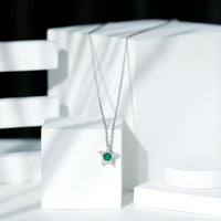 Sterling Silver 0.8 Carat Lab Grown Emerald Star Necklace with Silver Chain