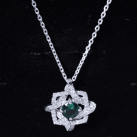 Certified 0.8 Carat Lab Grown Emerald Interlock Necklace with Silver Chain