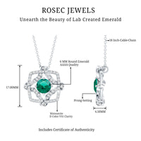 Certified 0.8 Carat Lab Grown Emerald Interlock Necklace with Silver Chain