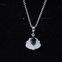 Sterling Silver Pear Shape Lab Emerald Statement Necklace for Wedding