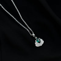 Sterling Silver Pear Shape Lab Emerald Statement Necklace for Wedding